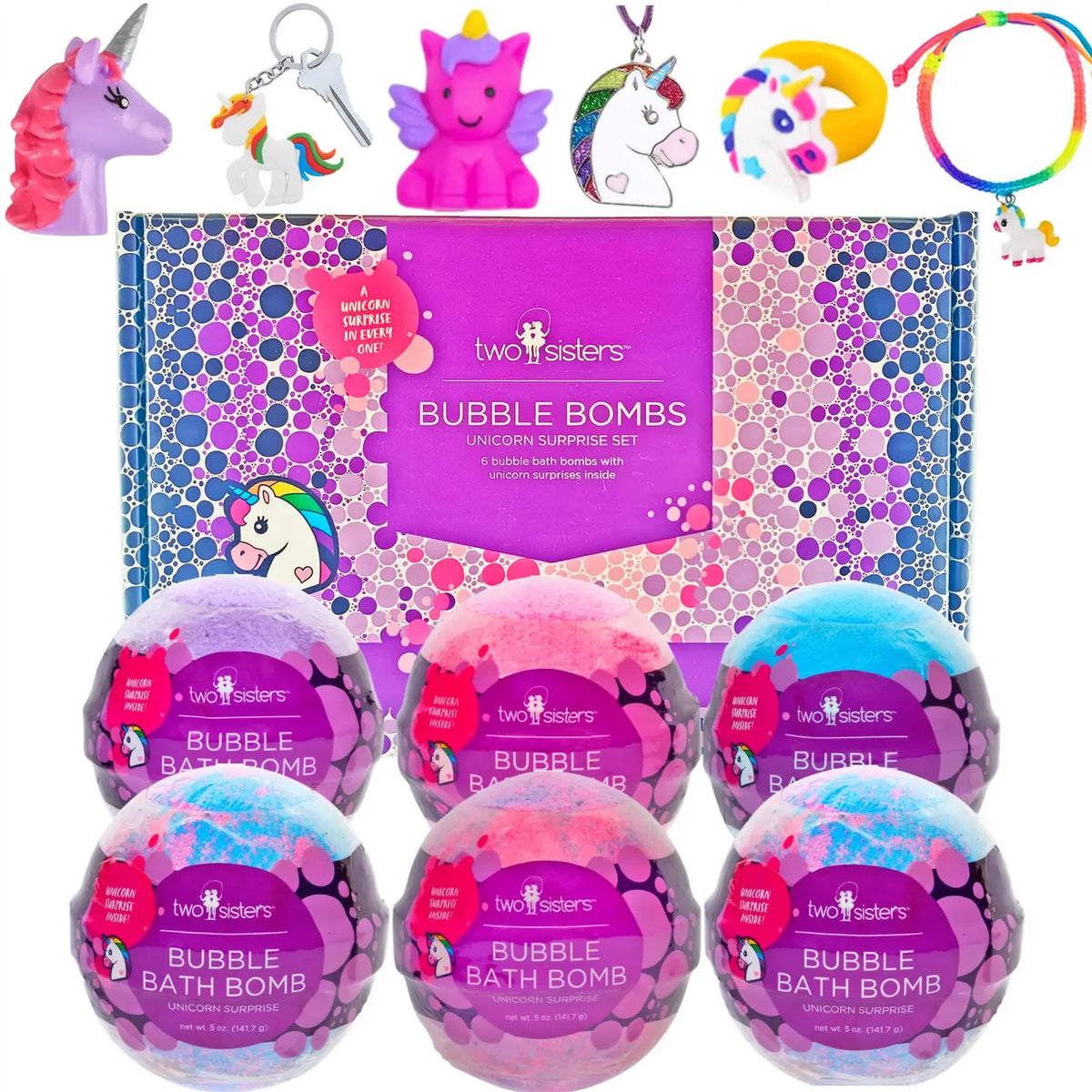 Two Sisters Spa Unicorn Bath Bombs Gift Set For Kids (6 Pack)