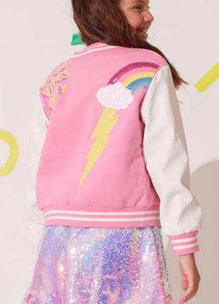 Lola & the Boys Back Varsity Bomber Jacket