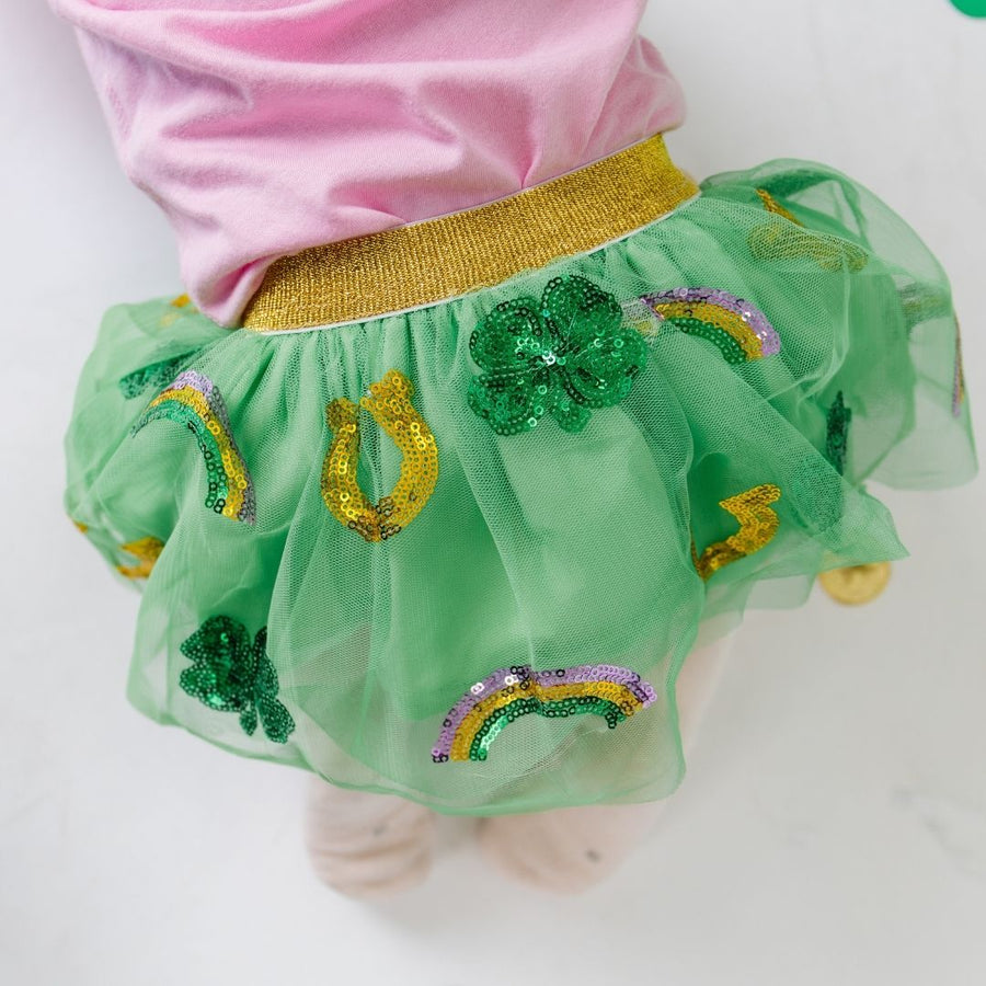 Model wearing Sweet Wink Lucky Sequin St. Patrick's Day Tutu