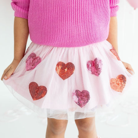 Model wearing Sweet Wink Sequin Heart Valentine's Day Tutu 