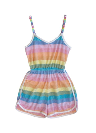 Lola And The Boys Pastel Ombre Beaded Hearts Romper