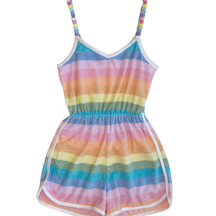 Lola And The Boys Pastel Ombre Beaded Hearts Romper
