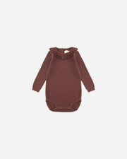 Rylee + Cru Ruffle Collar Bodysuit || Burgundy Front