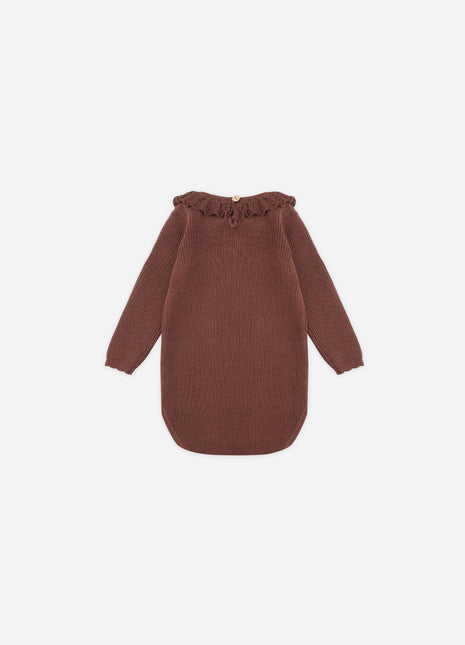 Rylee + Cru Ruffle Collar Bodysuit || Burgundy Back