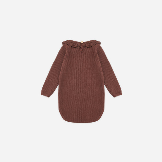 Rylee + Cru Ruffle Collar Bodysuit || Burgundy Back