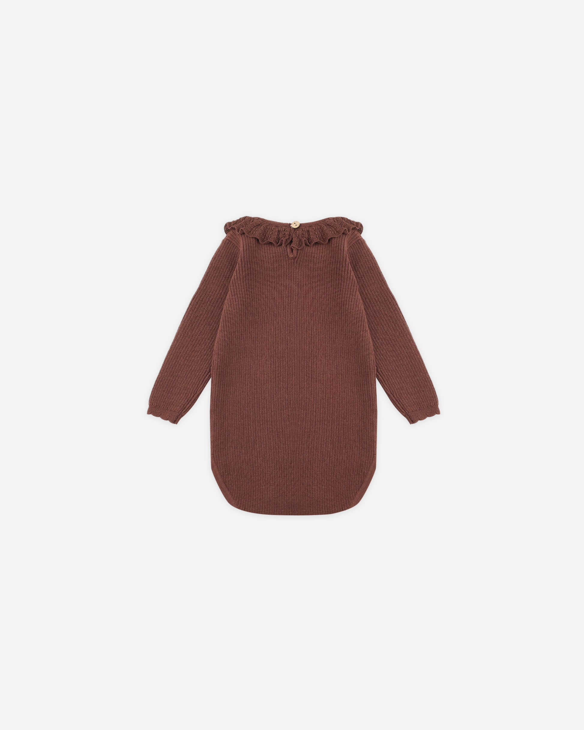 Rylee + Cru Ruffle Collar Bodysuit || Burgundy Back
