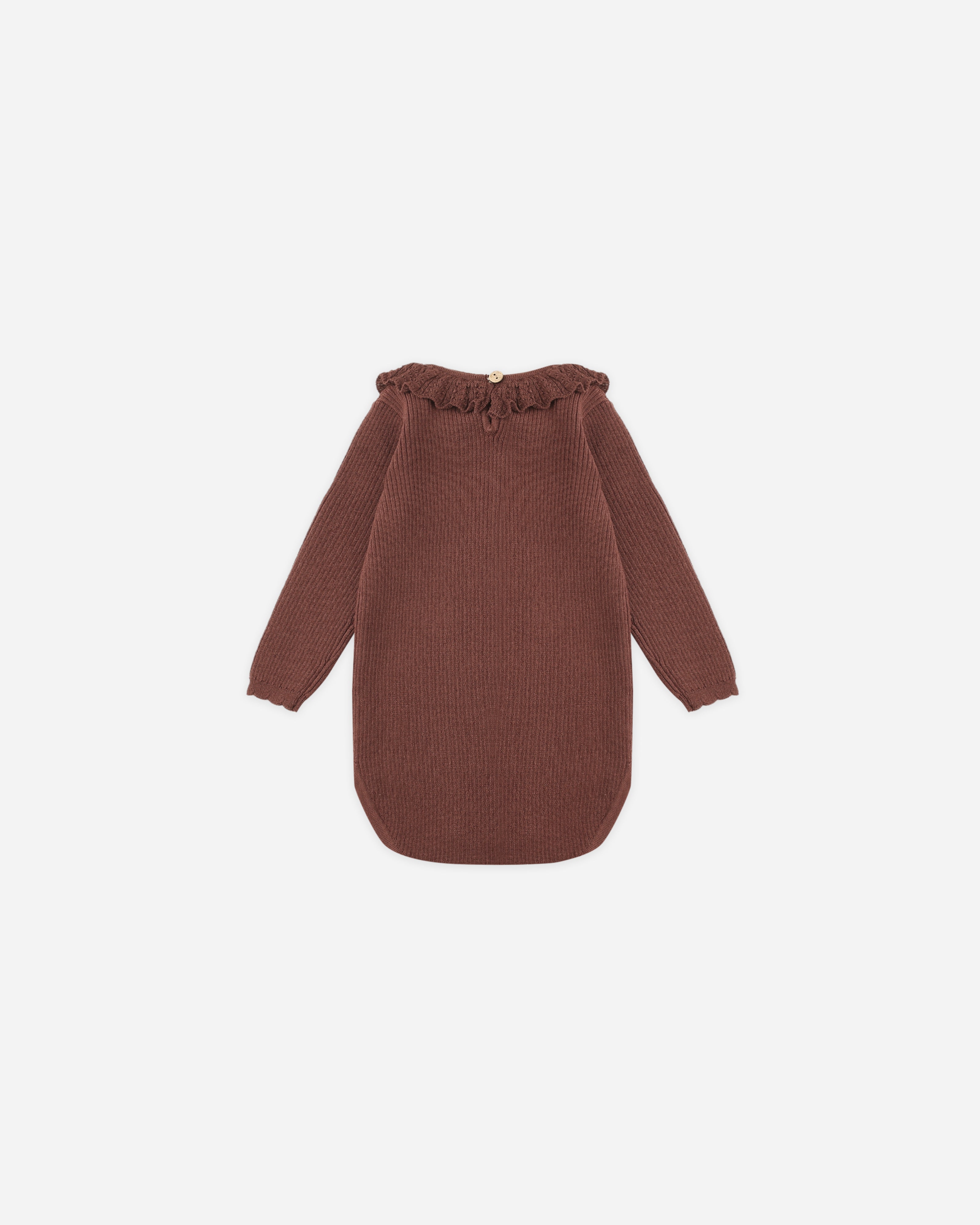 Rylee + Cru Ruffle Collar Bodysuit || Burgundy Back
