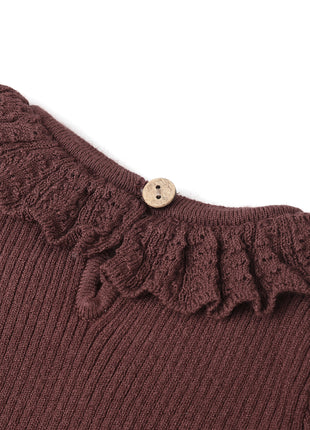 Rylee + Cru Ruffle Collar Bodysuit || Burgundy Details