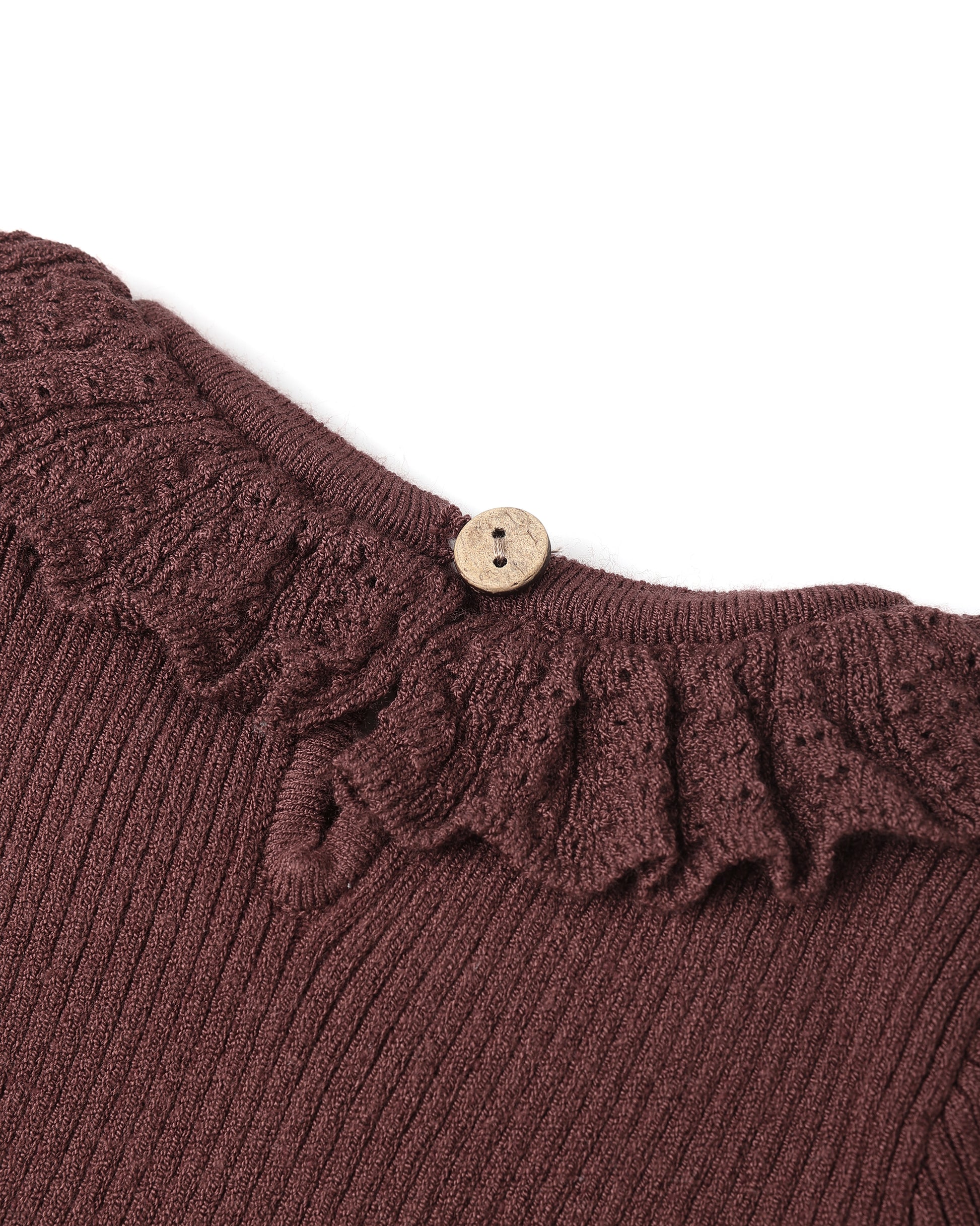 Rylee + Cru Ruffle Collar Bodysuit || Burgundy Details