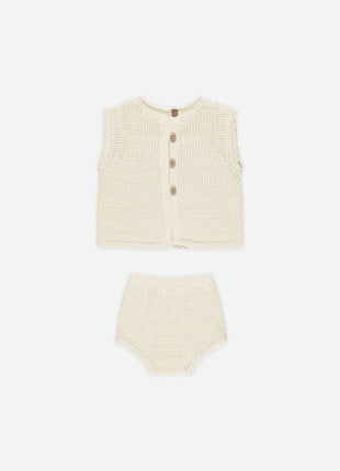 Rylee & Cru Scallop Knit Baby Set || Cherry Back