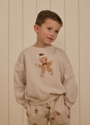 Young boy wearing Rylee + Cru Jogger Sweatpant Gingerbread 