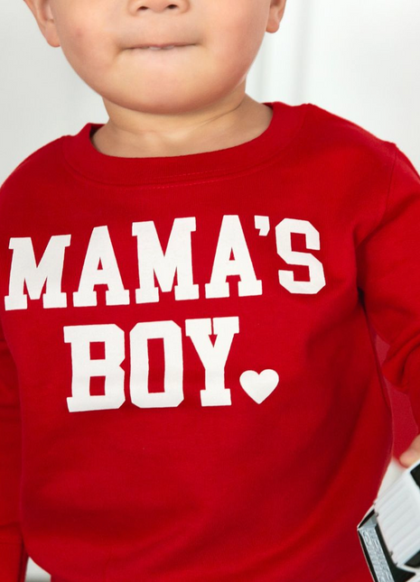 Model Wearing Sweet Wink Mama's Boy Valentine's Day Sweatshirt 