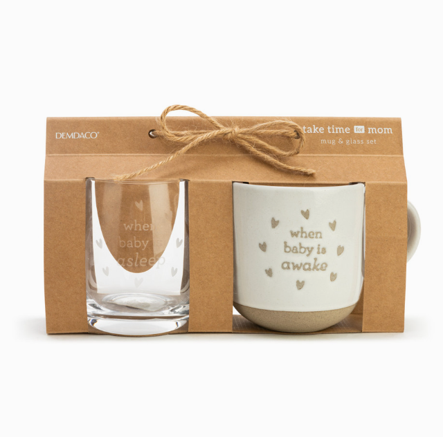 Mug & Glass Set- When Baby Wakes/Sleeps