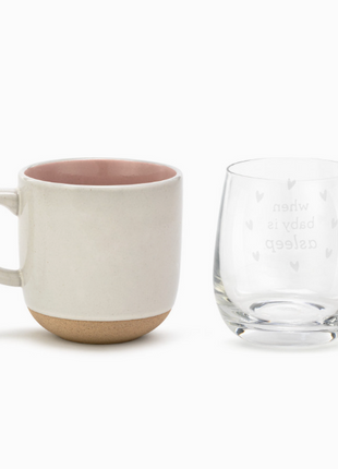 Mug & Glass Set- When Baby Wakes/Sleeps