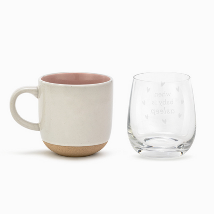 Mug & Glass Set- When Baby Wakes/Sleeps
