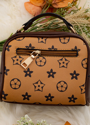 Kids Charm Online Mustard with brown trim satchel with pocket