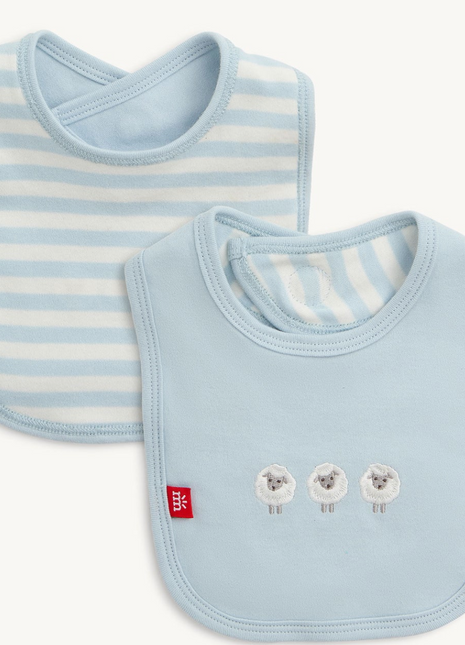 Magnetic Me Blue Stripe Organic Cotton | Magnetic Reversible Bib