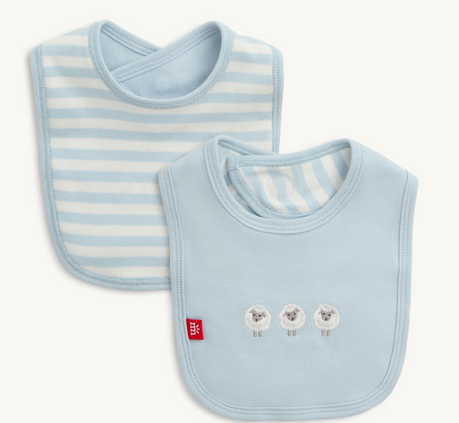 Magnetic Me Blue Stripe Organic Cotton | Magnetic Reversible Bib
