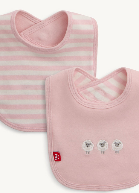 Magnetic Me Pink Stripe Organic Cotton | Magnetic Reversible Bib