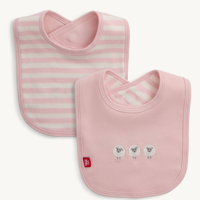 Magnetic Me Pink Stripe Organic Cotton | Magnetic Reversible Bib