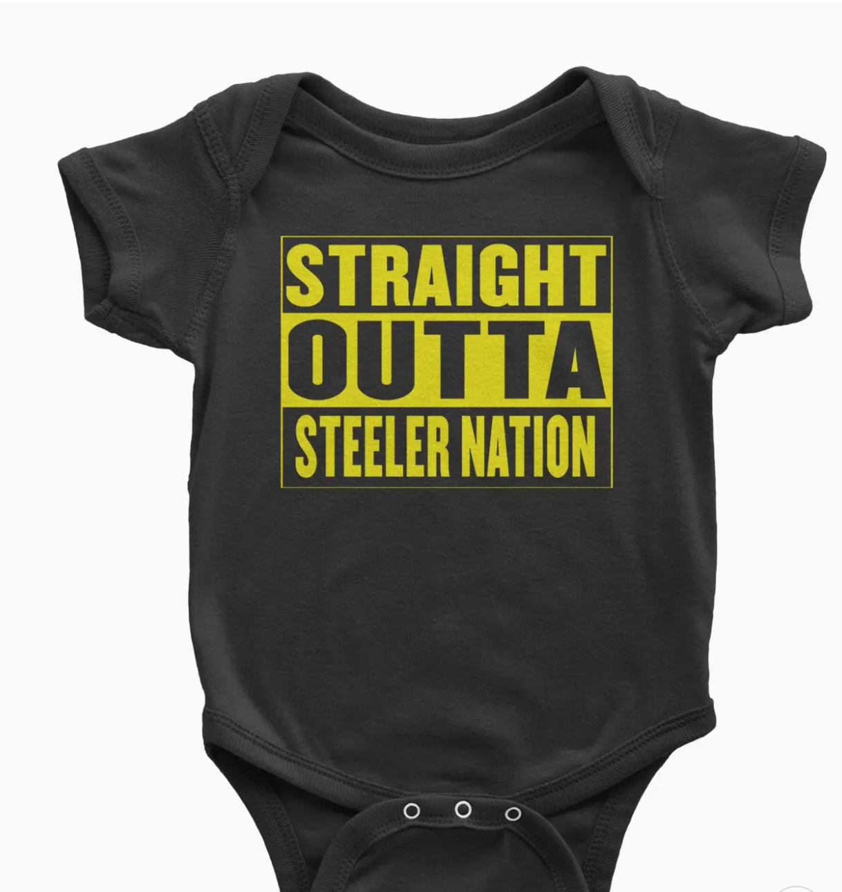 Expression Tees Straight Outta Steeler Nation Football Infant One-Piece Romper Bodysuit and Toddler T-Shirt