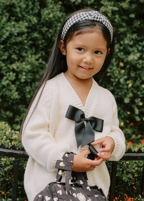 Model Wearing Rylee + Cru Bow Cardigan || Natural