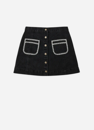 Rylee + Cru Denver Mini Skirt || Washed Black Front