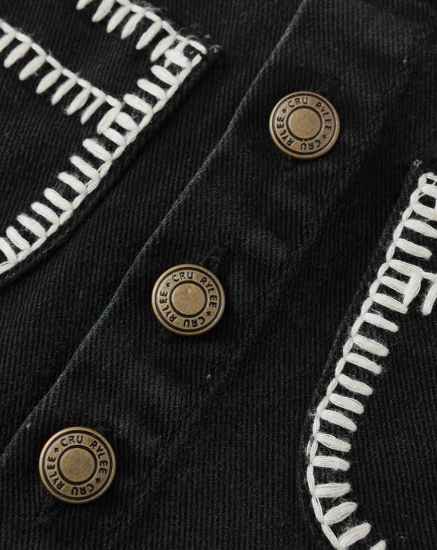 Rylee + Cru Denver Mini Skirt || Washed Black Details