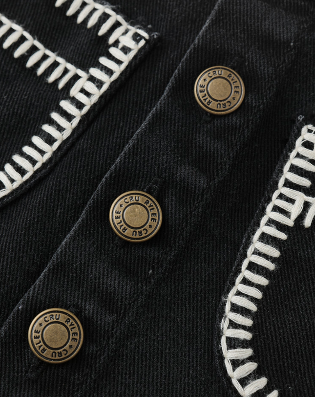 Rylee + Cru Denver Mini Skirt || Washed Black Details