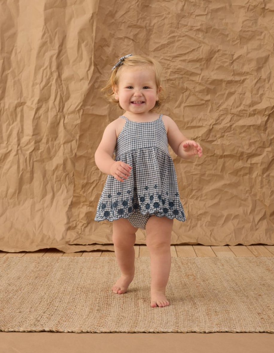 Model Wearing Rylee & Cru Zenni Set || Marine Gingham