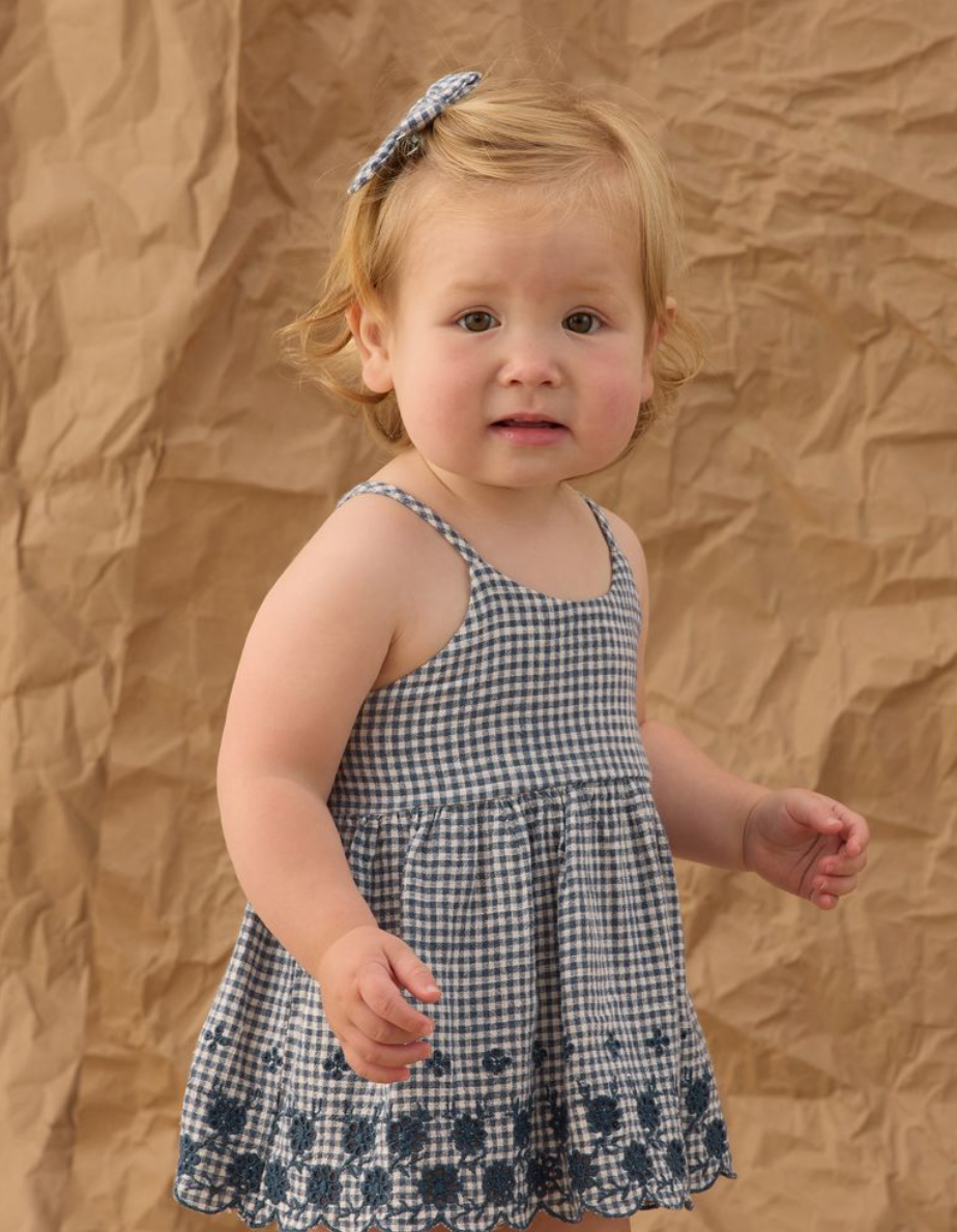 Model Wearing Rylee & Cru Zenni Set || Marine Gingham