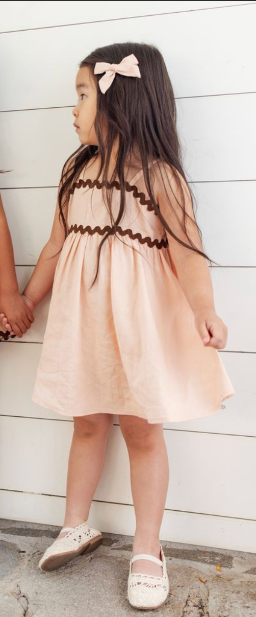 Model Wearing Rylee & Cru Ric Rac Dress || Blush