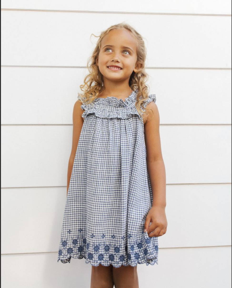 Model Wearing Rylee & Cru Lennon Dress || Marine Gingham