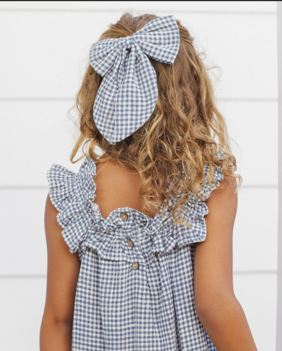 Model Wearing Rylee & Cru Lennon Dress || Marine Gingham