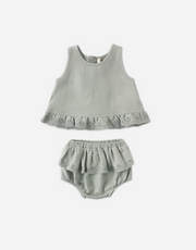 Ruffled Tulip Top + Bloomer Set || Sage