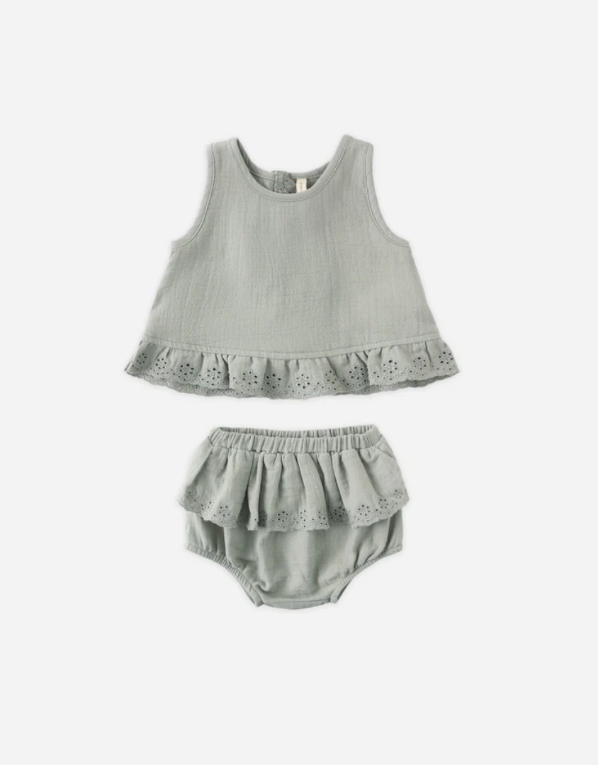Ruffled Tulip Top + Bloomer Set || Sage