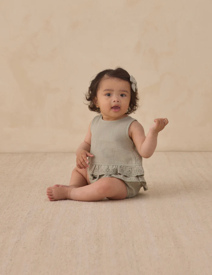 Ruffled Tulip Top + Bloomer Set || Sage