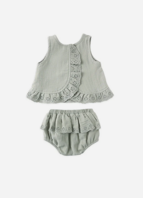 Ruffled Tulip Top + Bloomer Set || Sage