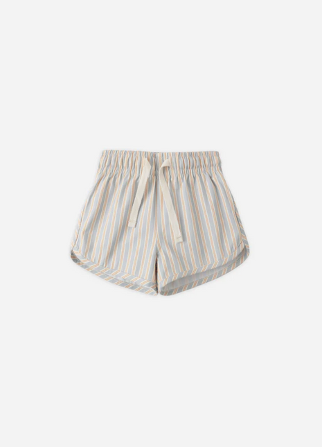 Boys Swim Short || Blue + Butterscotch Stripe