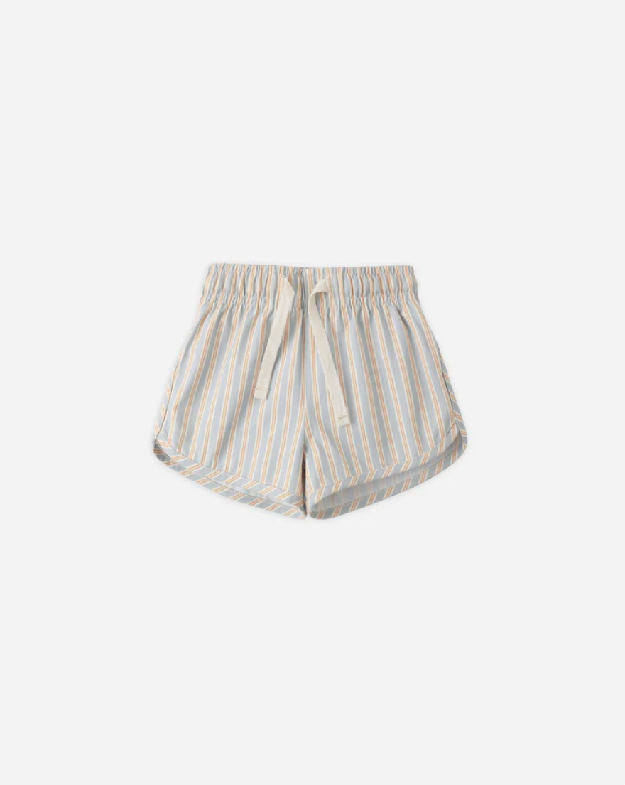 Boys Swim Short || Blue + Butterscotch Stripe
