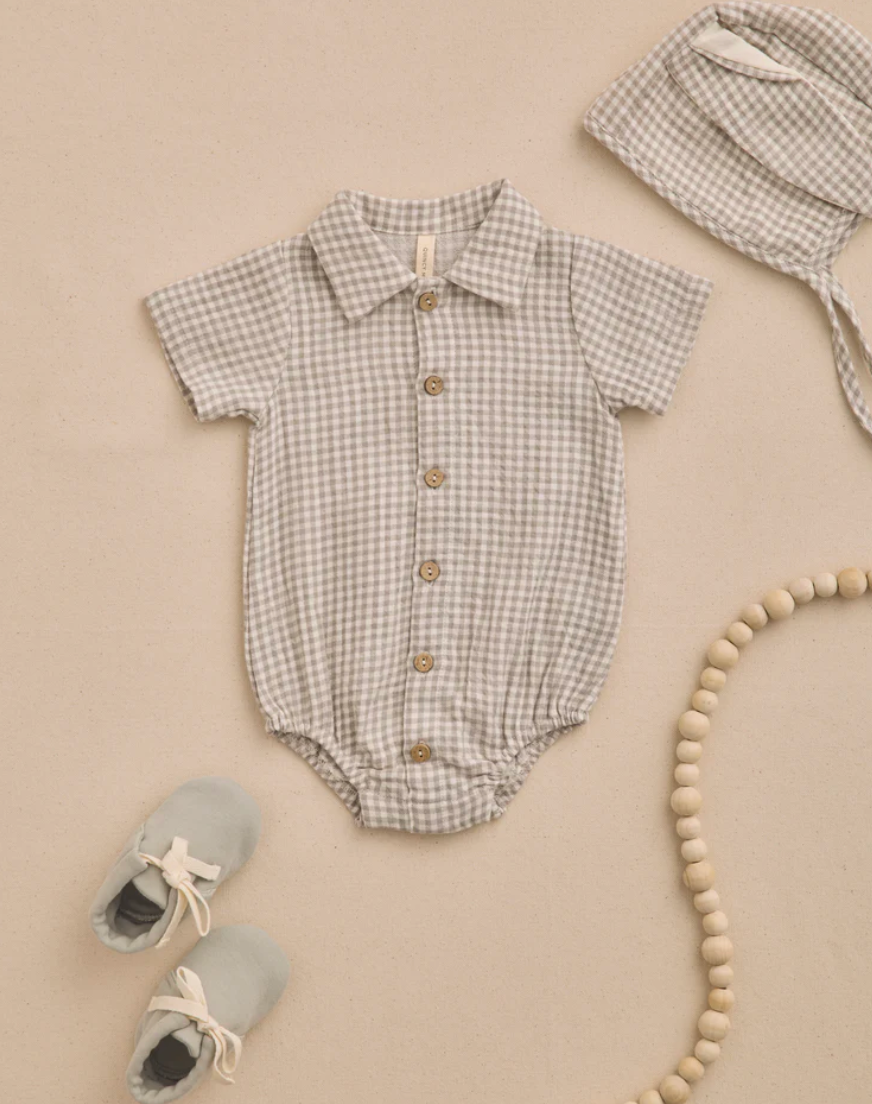 Matteo Romper || Sage Gingham