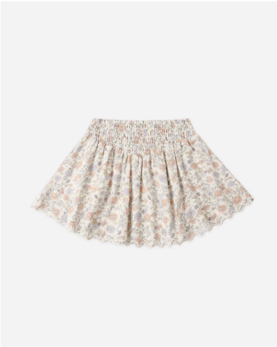 Smocked V Mini Skirt || Bloom
