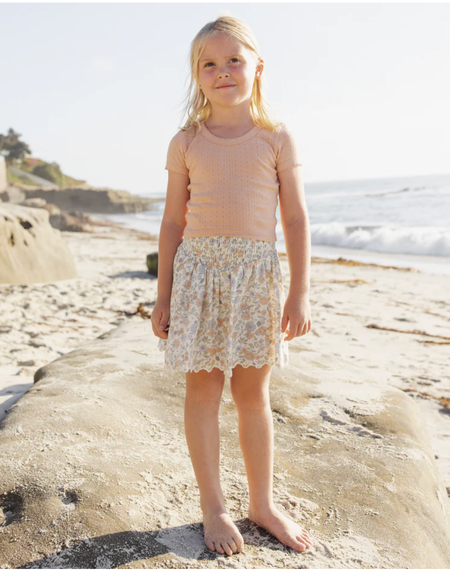 Smocked V Mini Skirt || Bloom