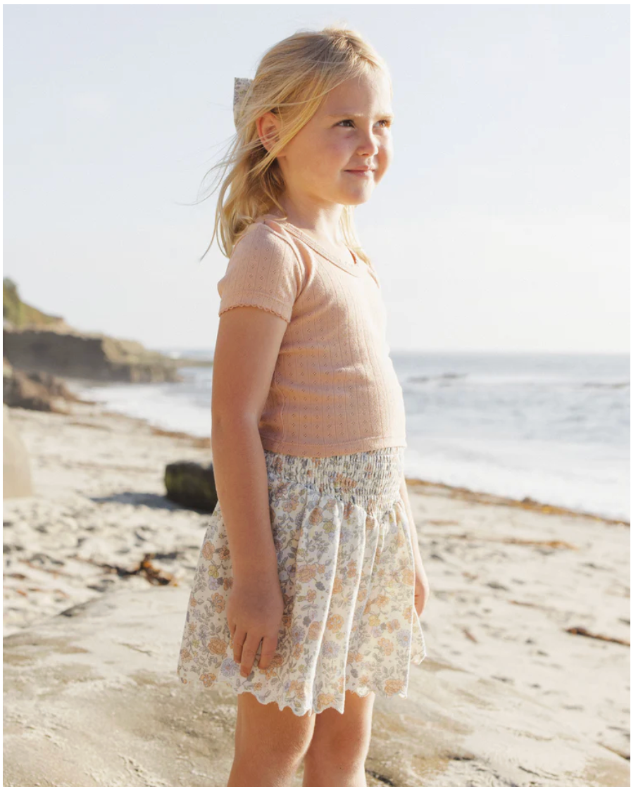 Smocked V Mini Skirt || Bloom
