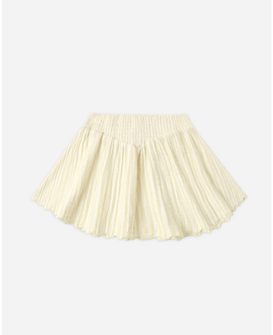 Smocked V Mini Skirt || Citron Stripe