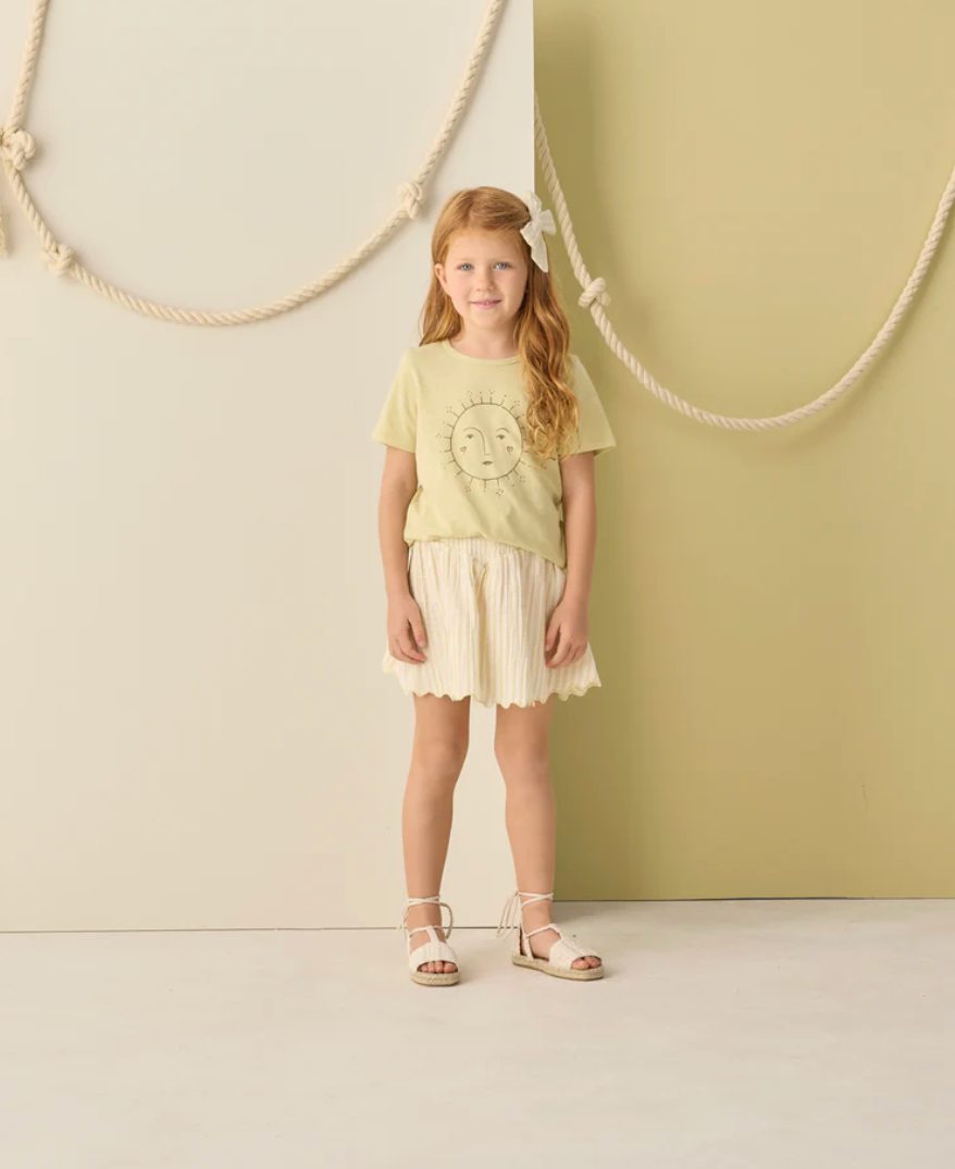 Smocked V Mini Skirt || Citron Stripe