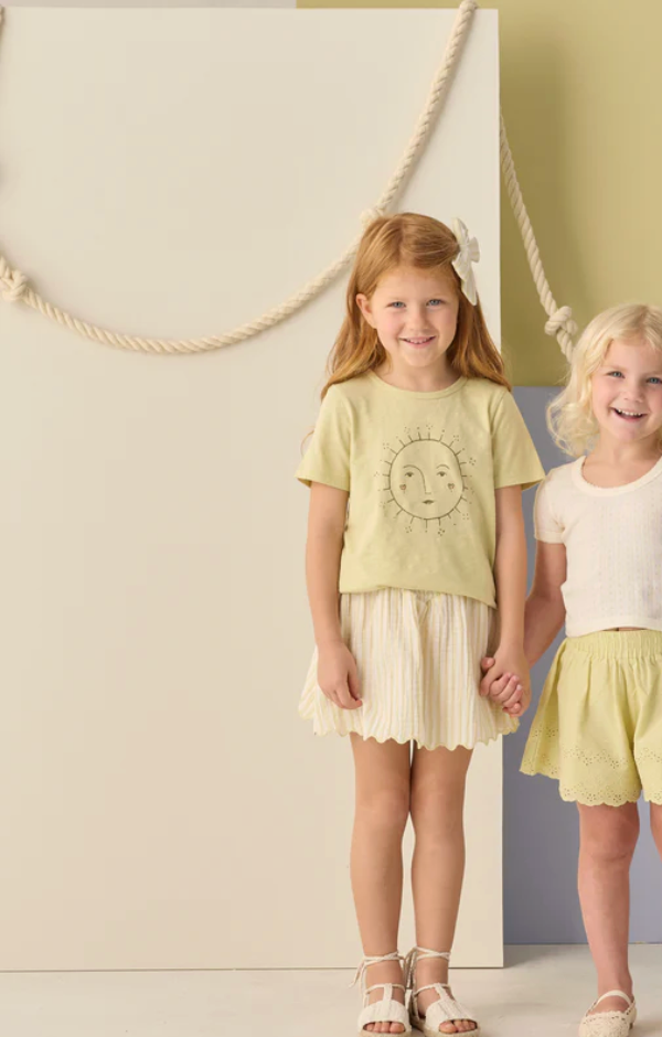 Smocked V Mini Skirt || Citron Stripe