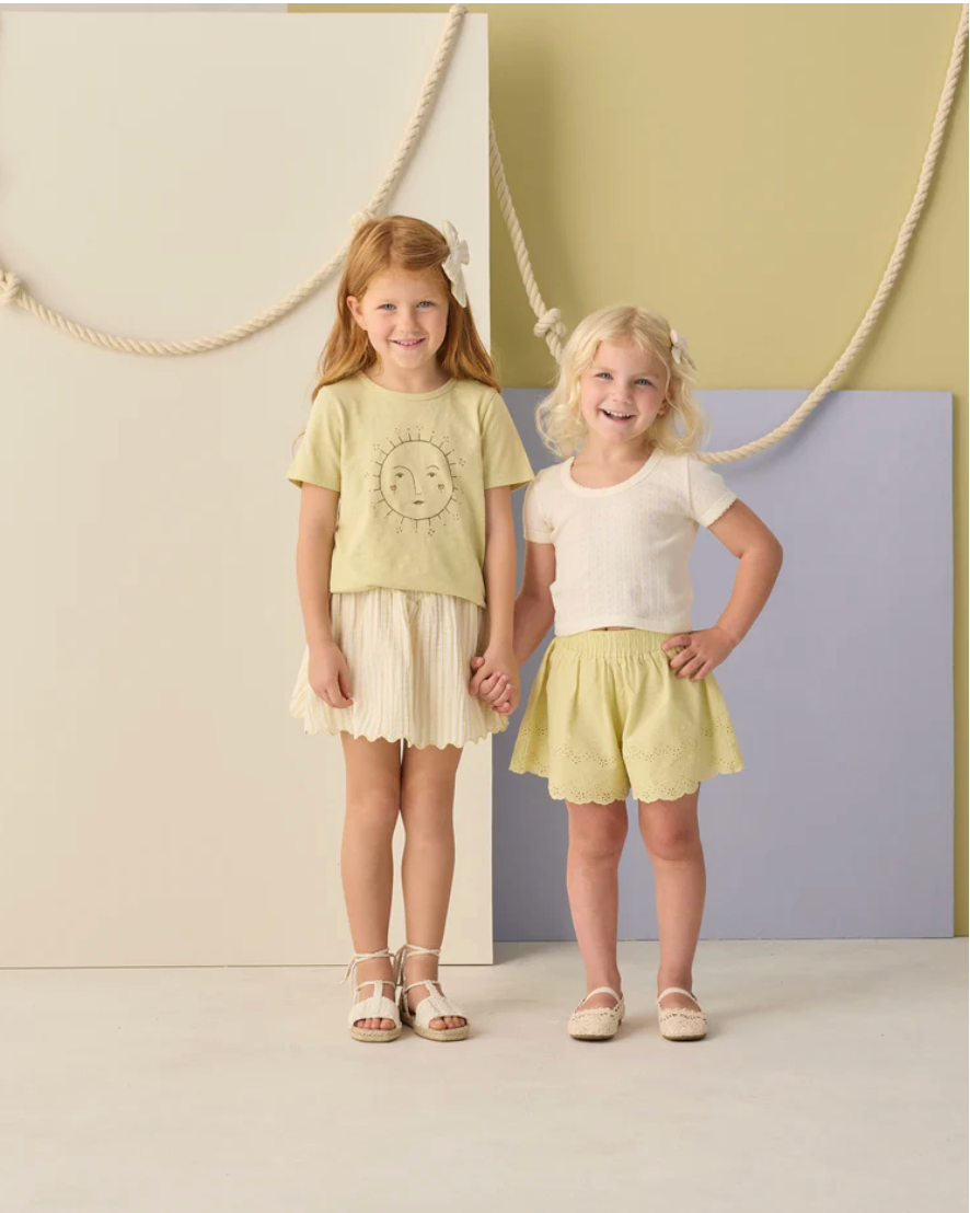 Smocked V Mini Skirt || Citron Stripe