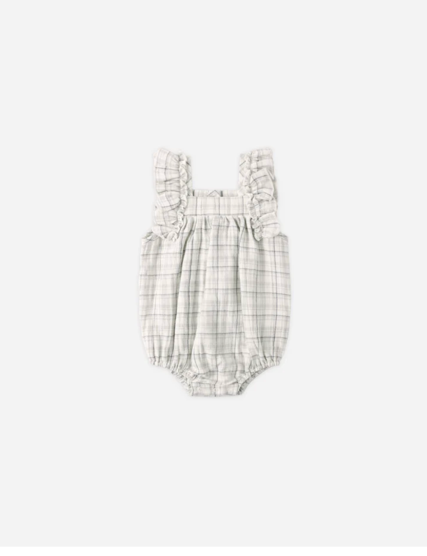 Maya Romper || Blue Plaid