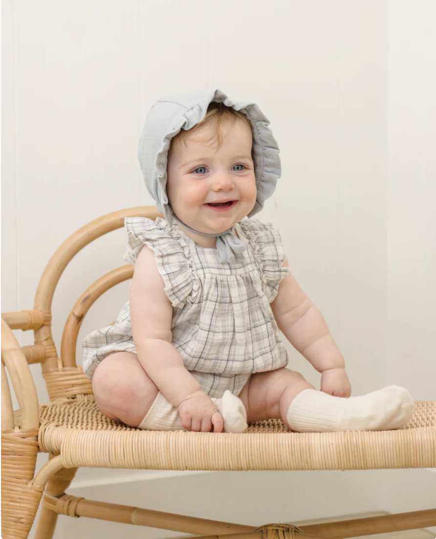 Maya Romper || Blue Plaid